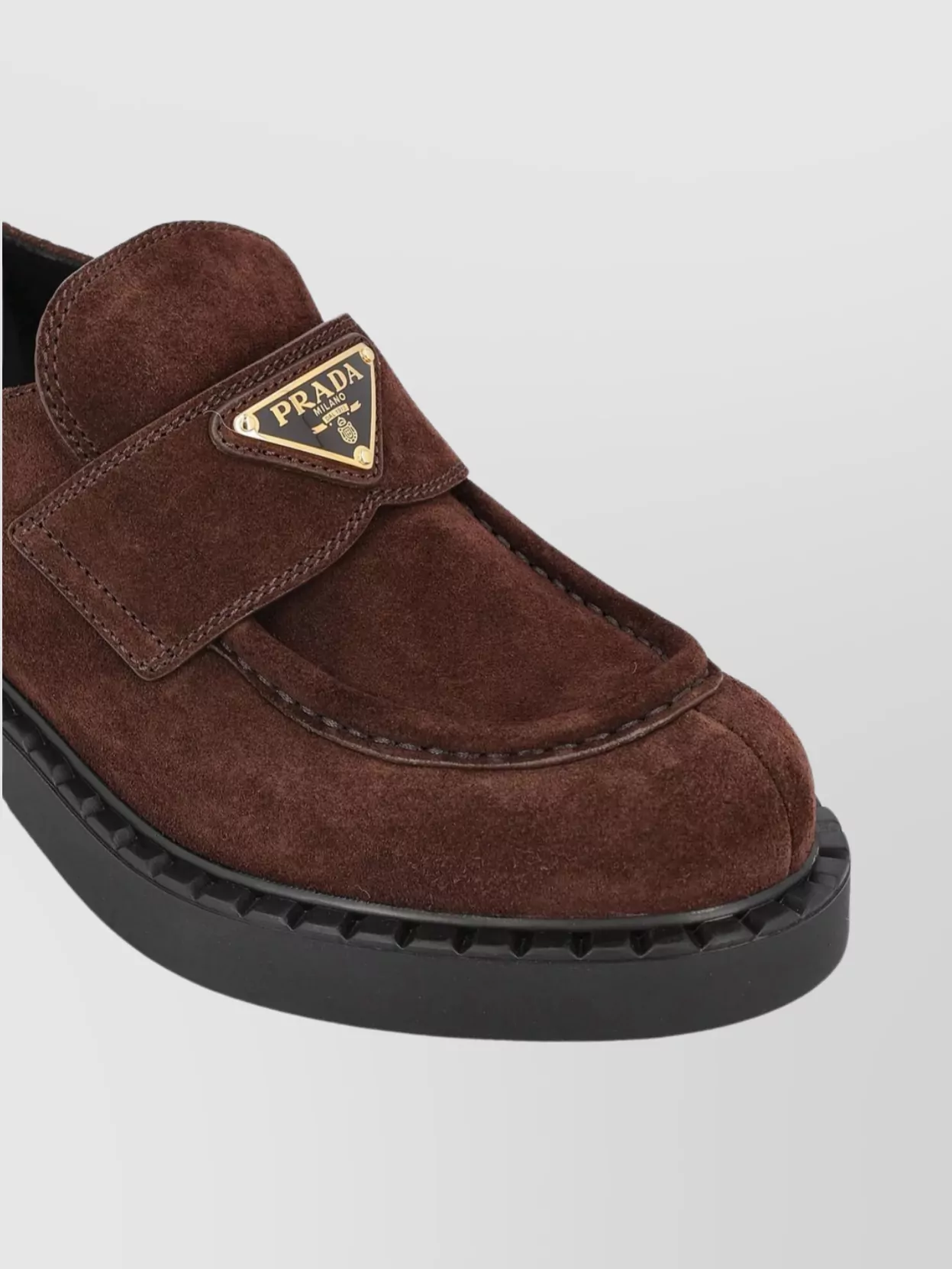 Prada Suede Loafers With Chunky Sole And Round Toe In Brown