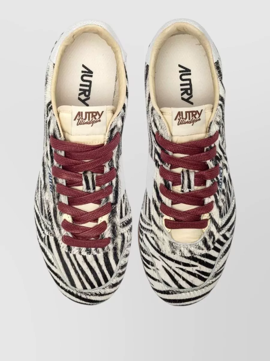 Autry Calf-Hair Zebra-Print Leather Low-Top Sneakers