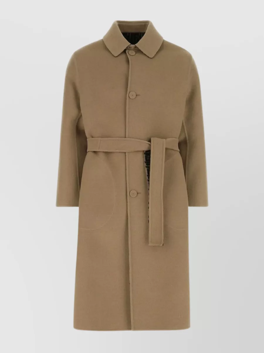 Shop Fendi Versatile Wool Blend Coat With Reversible Design In Brown