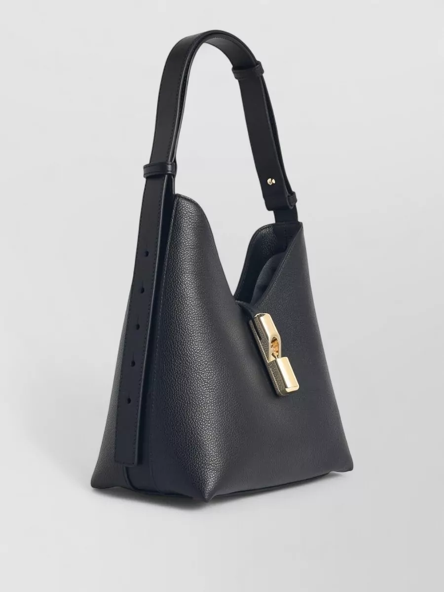 Furla Adjustable Leather Shoulder Bag With Gold Hardware