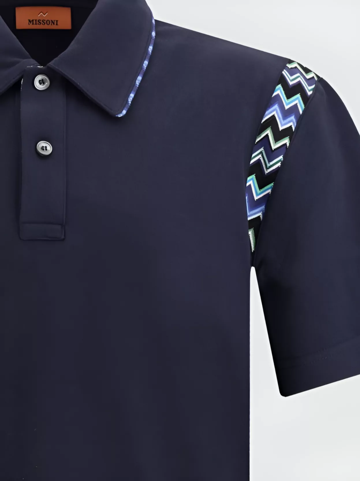 Missoni Chevron Pattern Polo Shirt With Zigzag Accents