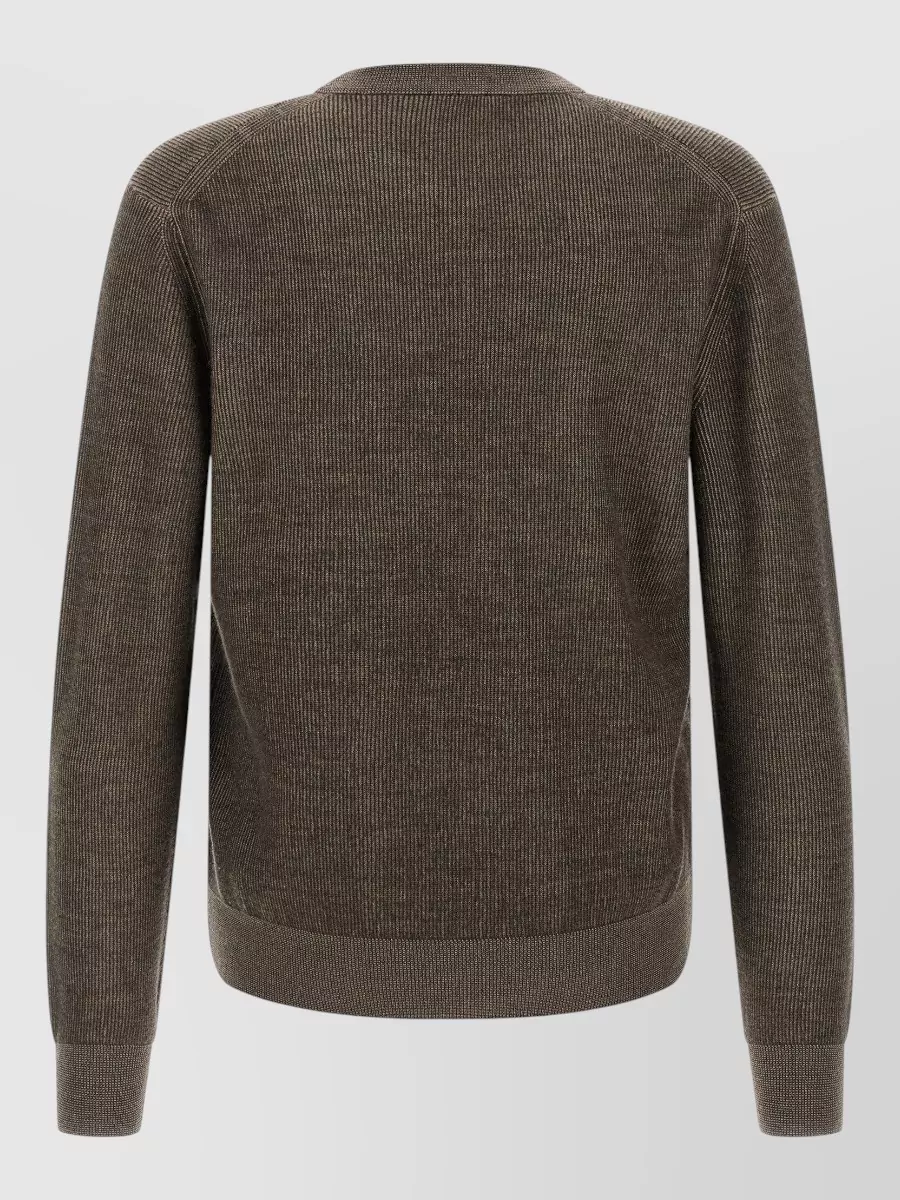Brioni Cashmere Wool Ribbed Crew Neck Sweater