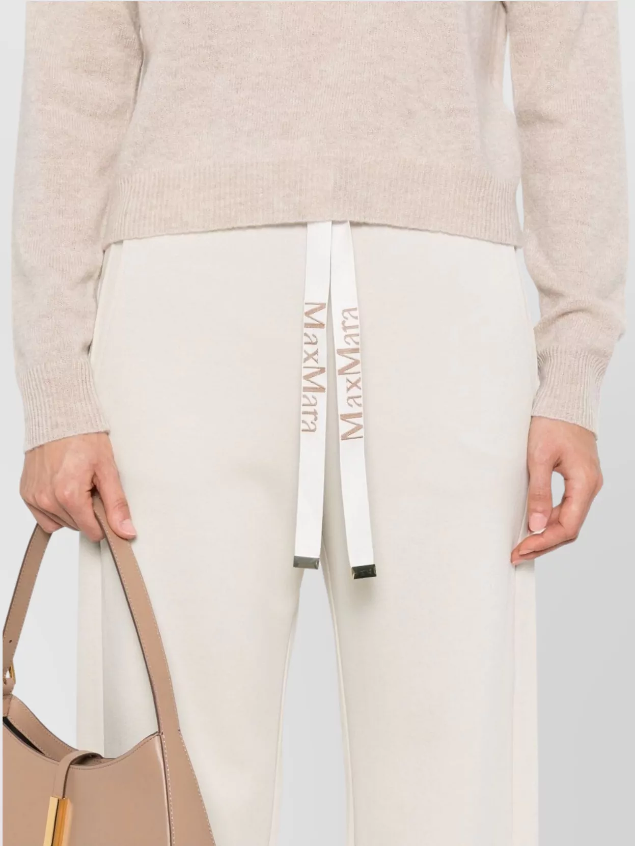S Max Mara Drawstring Jersey Trousers Wide-Leg Design