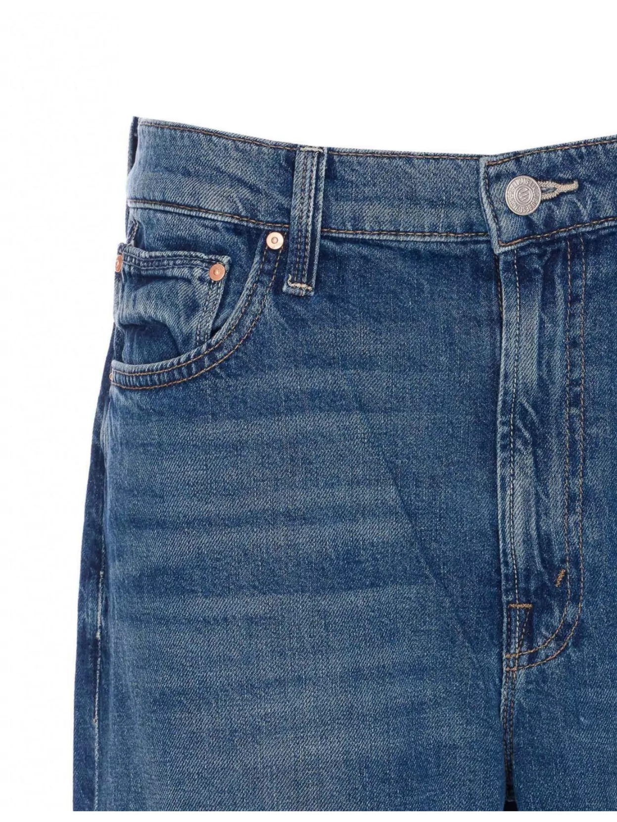 Mother Regular Fit Denim Trousers With Contrast Stitching