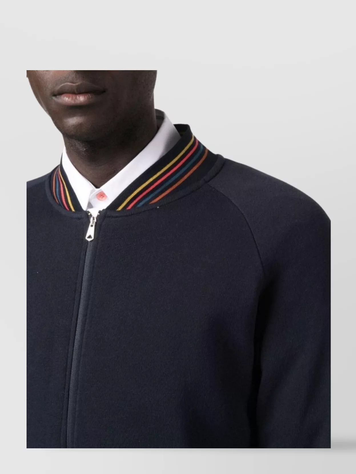 Paul Smith Cotton Sweatshirt With Zip And Baseball Collar In Black