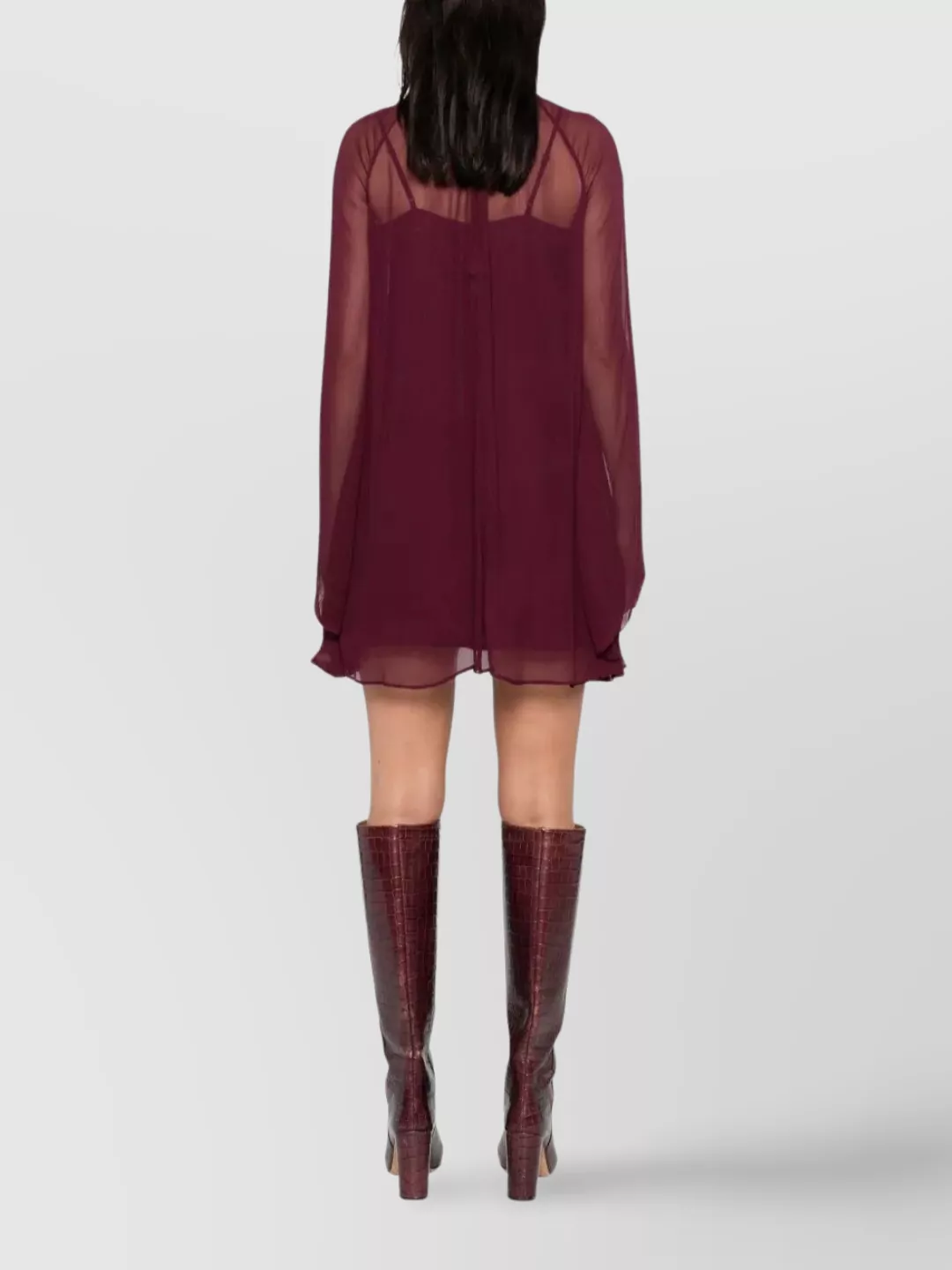 Staud Silk Dress With Cowl Neckline And Puff Sleeves