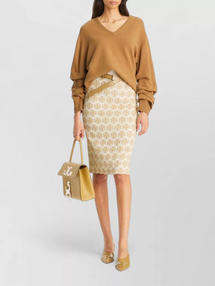 Tory Burch Bouclé High-Rise Midi Pencil Skirt