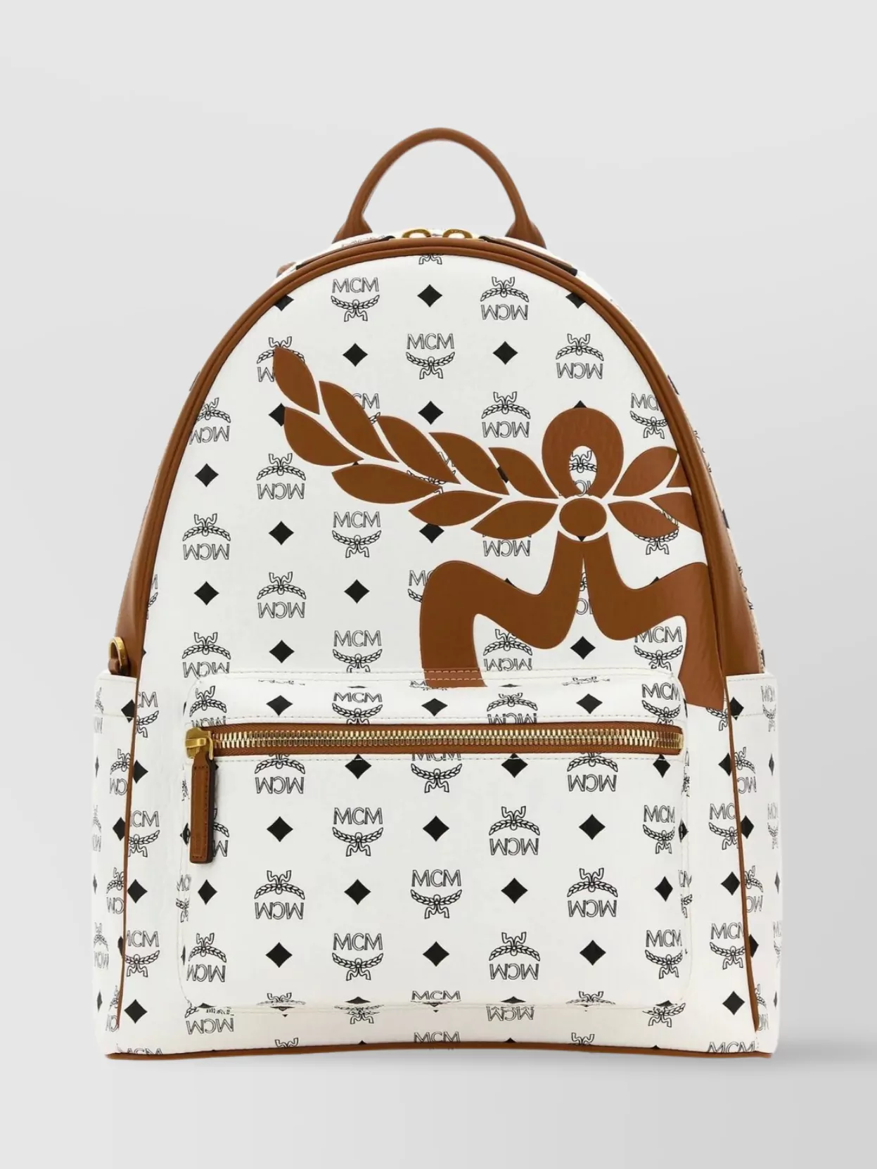 Shop Mcm Adjustable Straps Canvas Stark Backpack In Brown