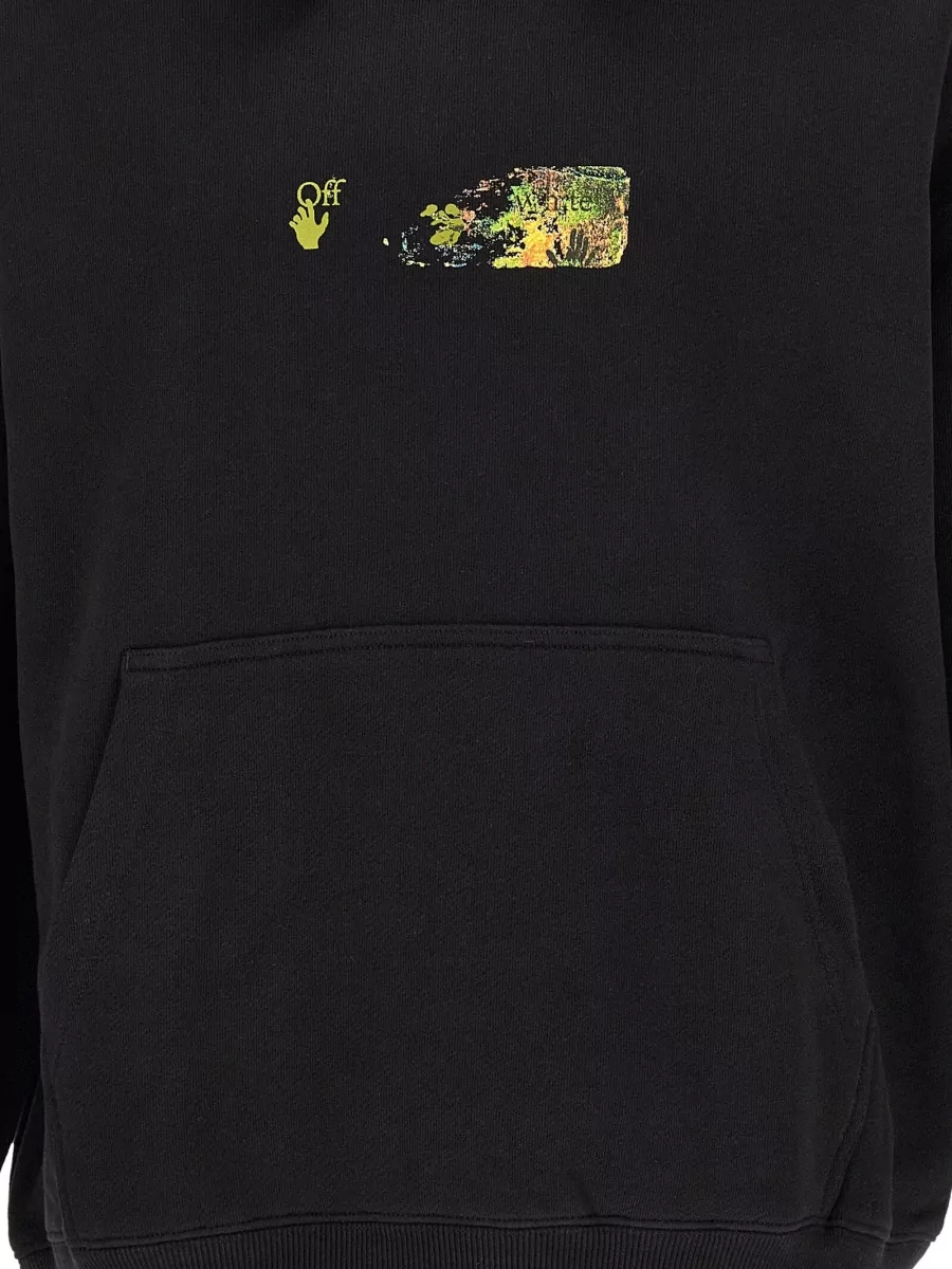 Off-White Cotton Printed Hoodie