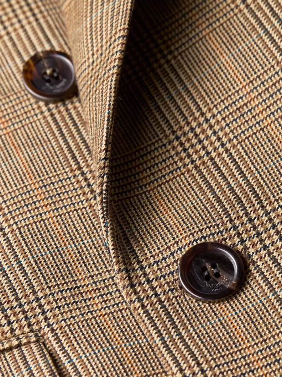 Saint Laurent Virgin Wool Prince Of Wales Checked Double-Breasted Suit Jacket