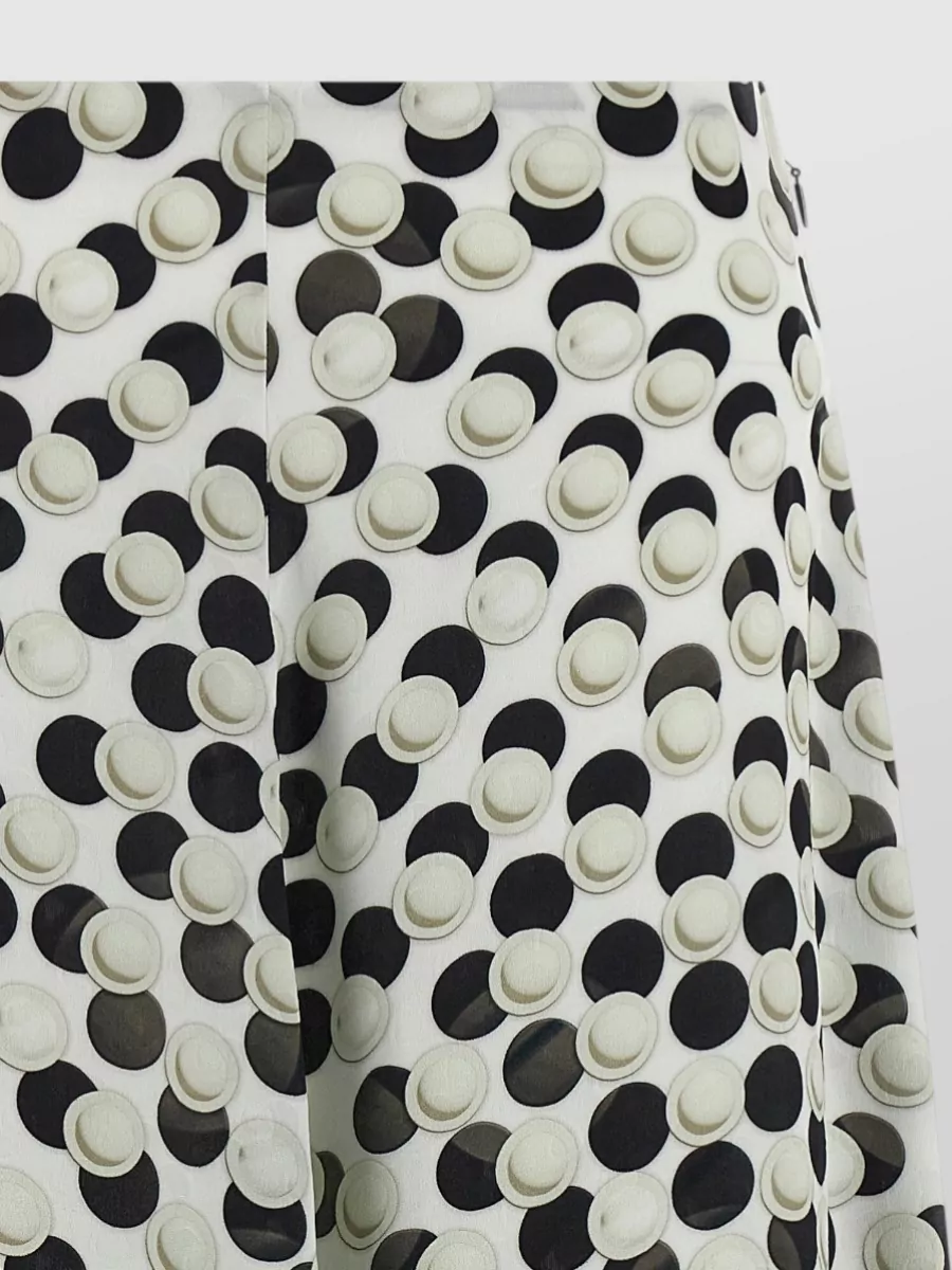 Fendi Silk Polka-Dot Asymmetric Midi A-Line Skirt