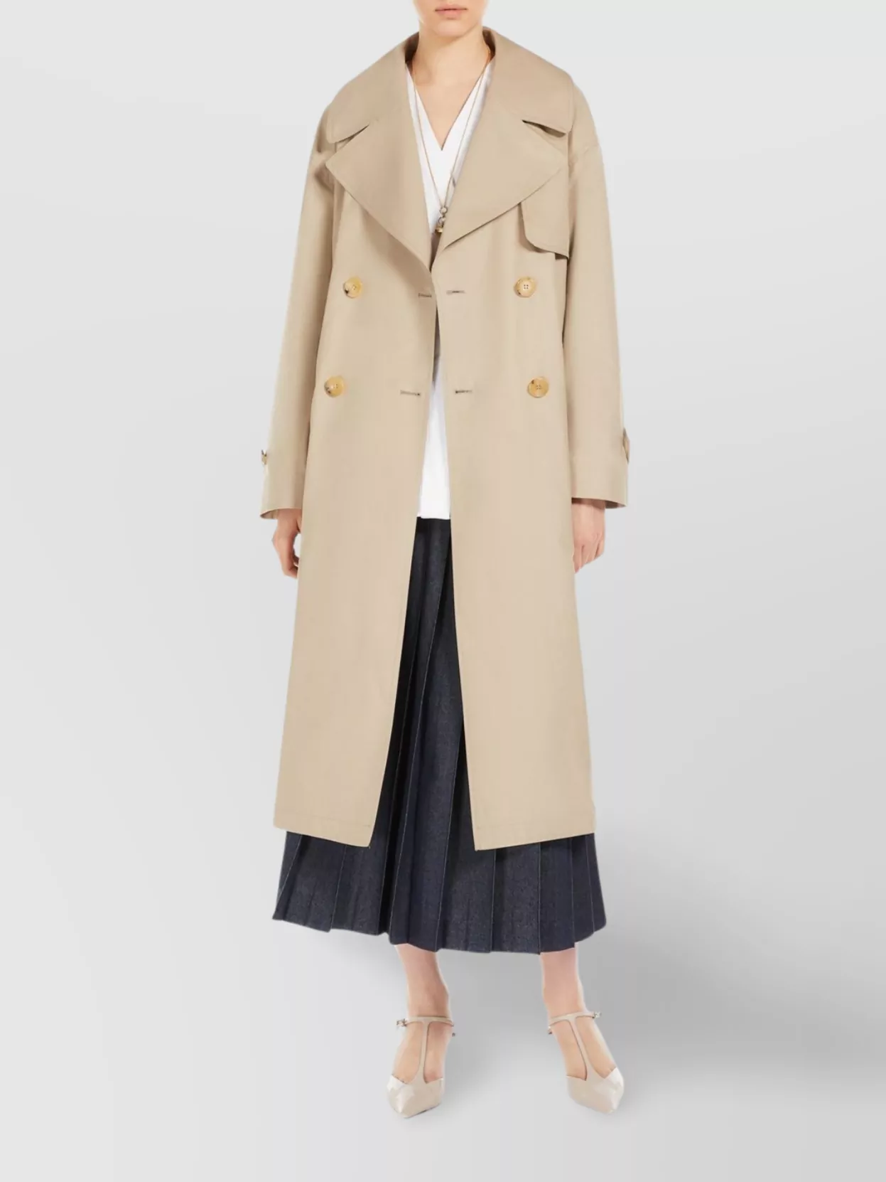 Max Mara Double-breasted Trench Coat In Water-repellent Twill