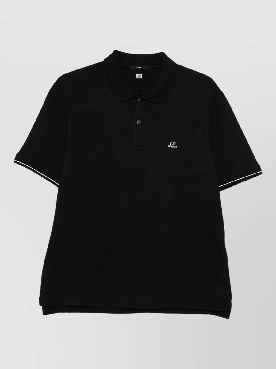 C.P. Company piqué logo-patch polo shirt