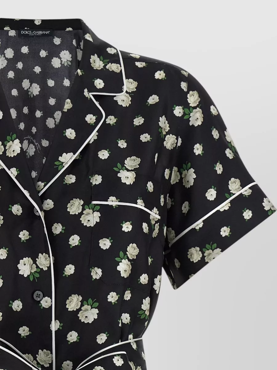 Dolce&Gabbana Silk Floral-Print Short-Sleeve Pyjama Shirt