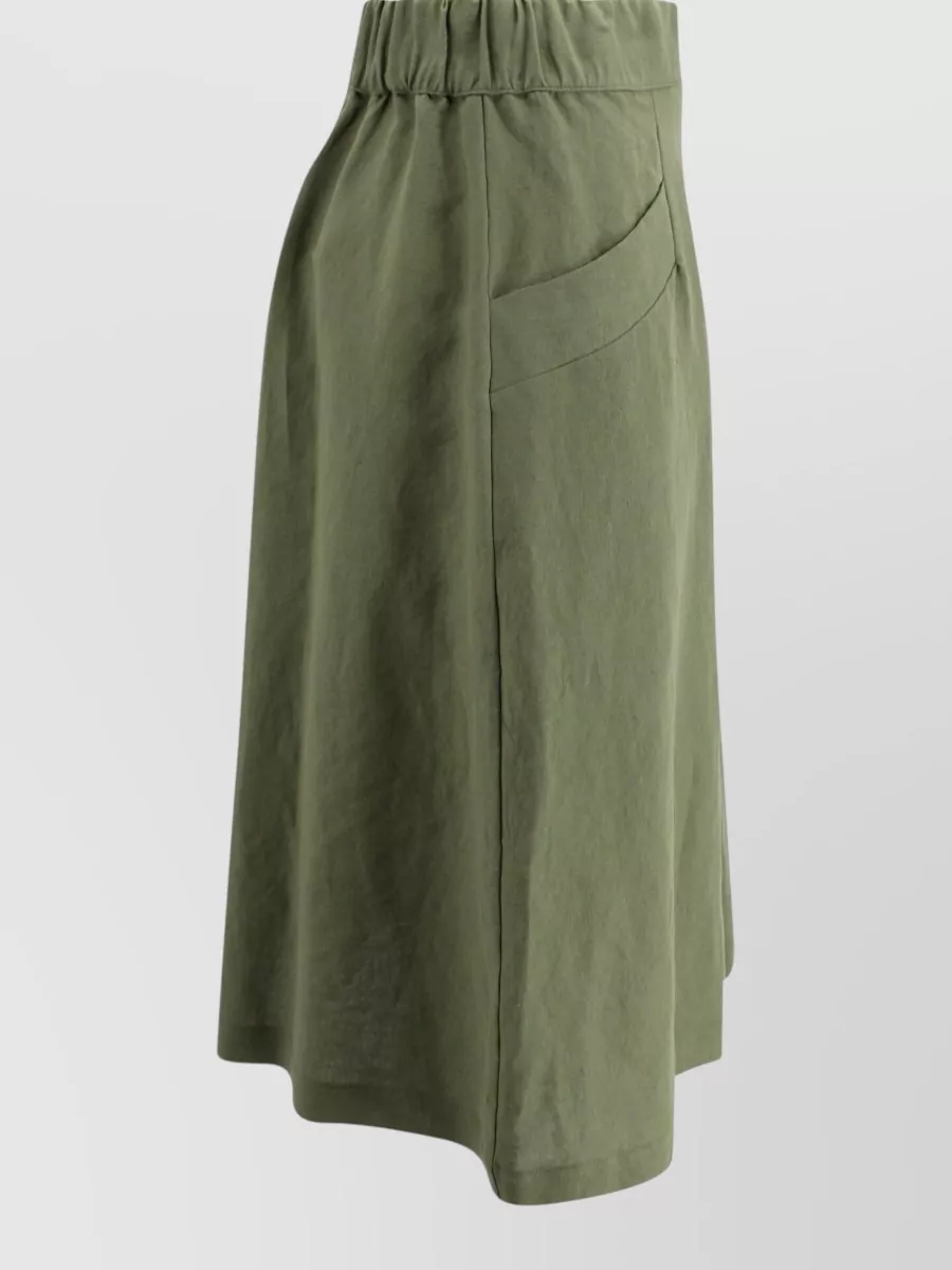 Whyci Linen High-Rise Pleated A-Line Skirt