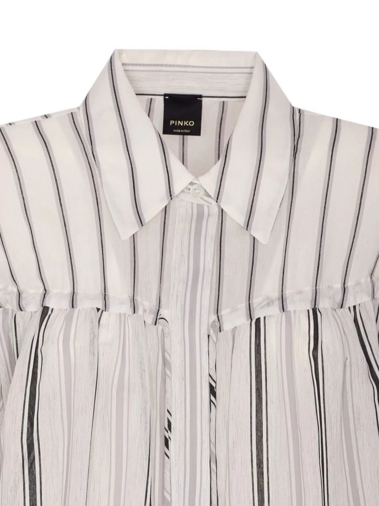 Pinko Striped Long Sleeve Top With Pleated Detail