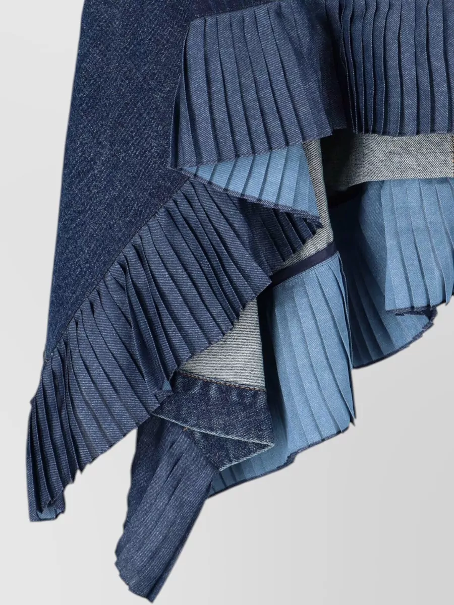 Sacai Midi Skirt Asymmetric Design Back Pockets Pleated