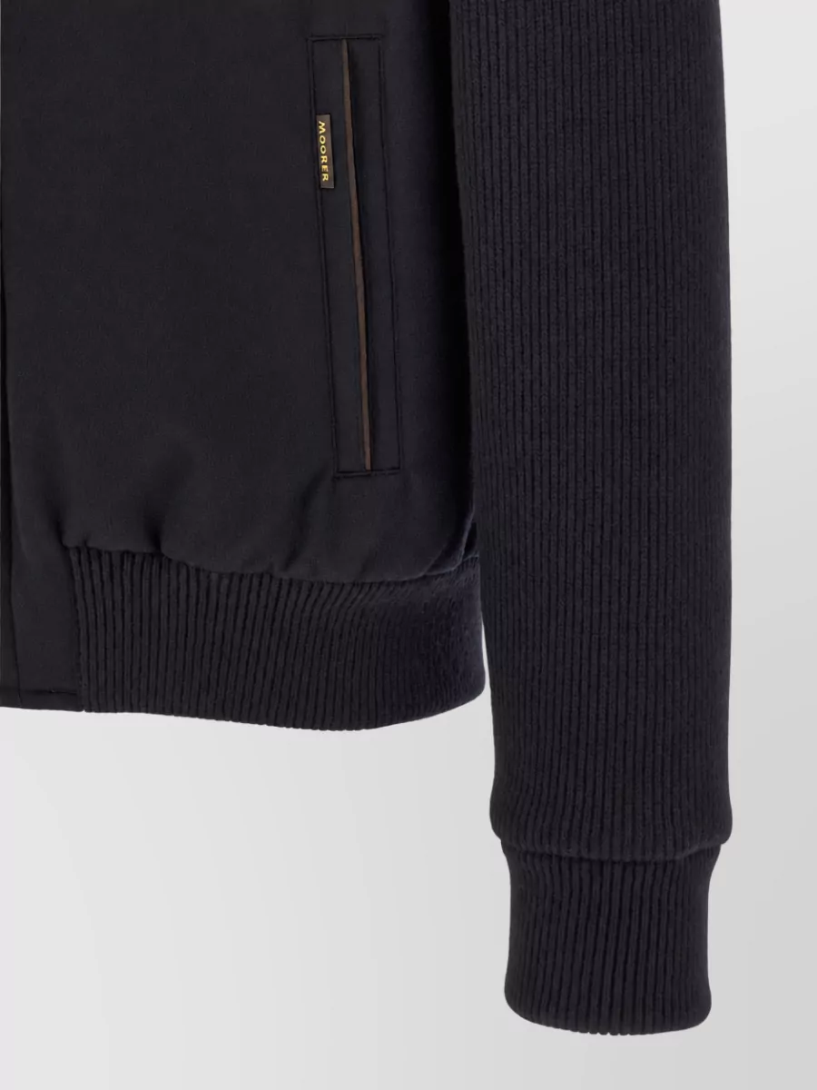 Moorer Cashmere Wool Ribbed Bomber Jacket