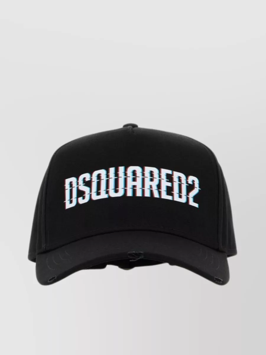 Shop Dsquared2 Curved Visor Cotton Baseball Cap In Black