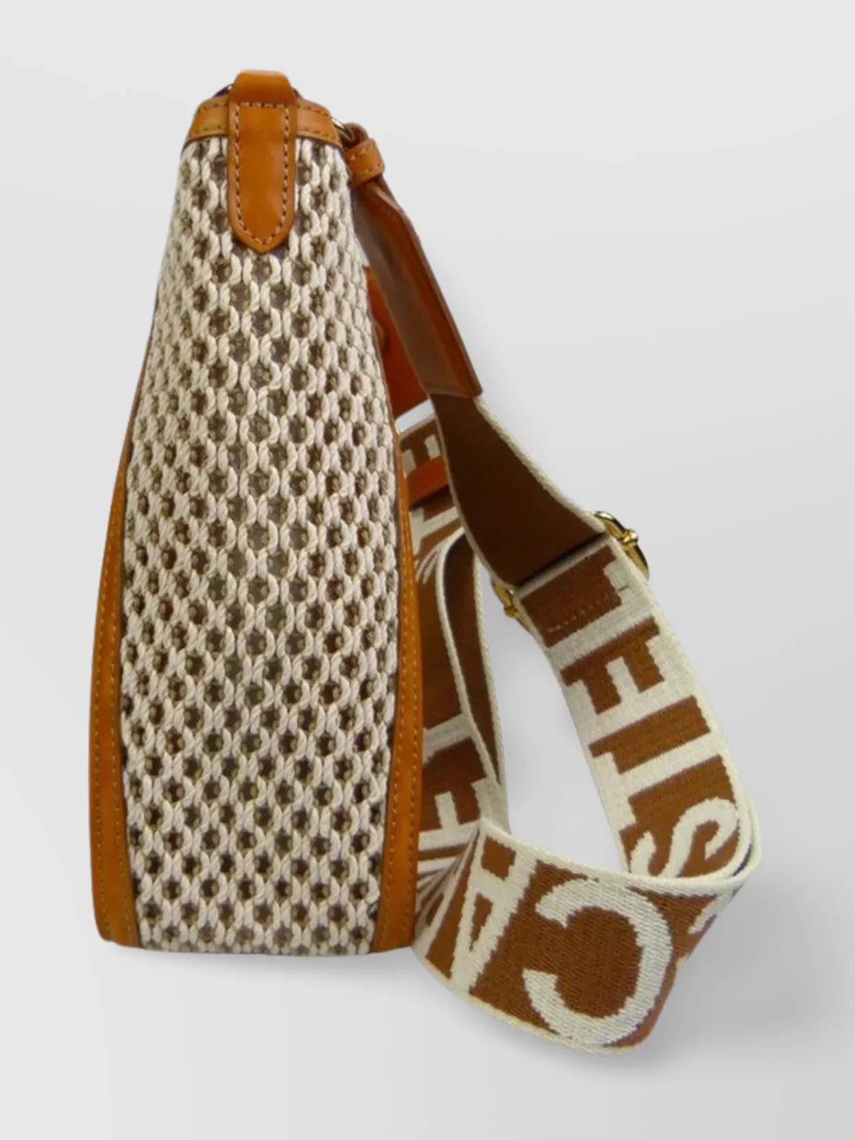 Stella Mccartney Woven Texture Shoulder Bag With Adjustable Strap In Neutral