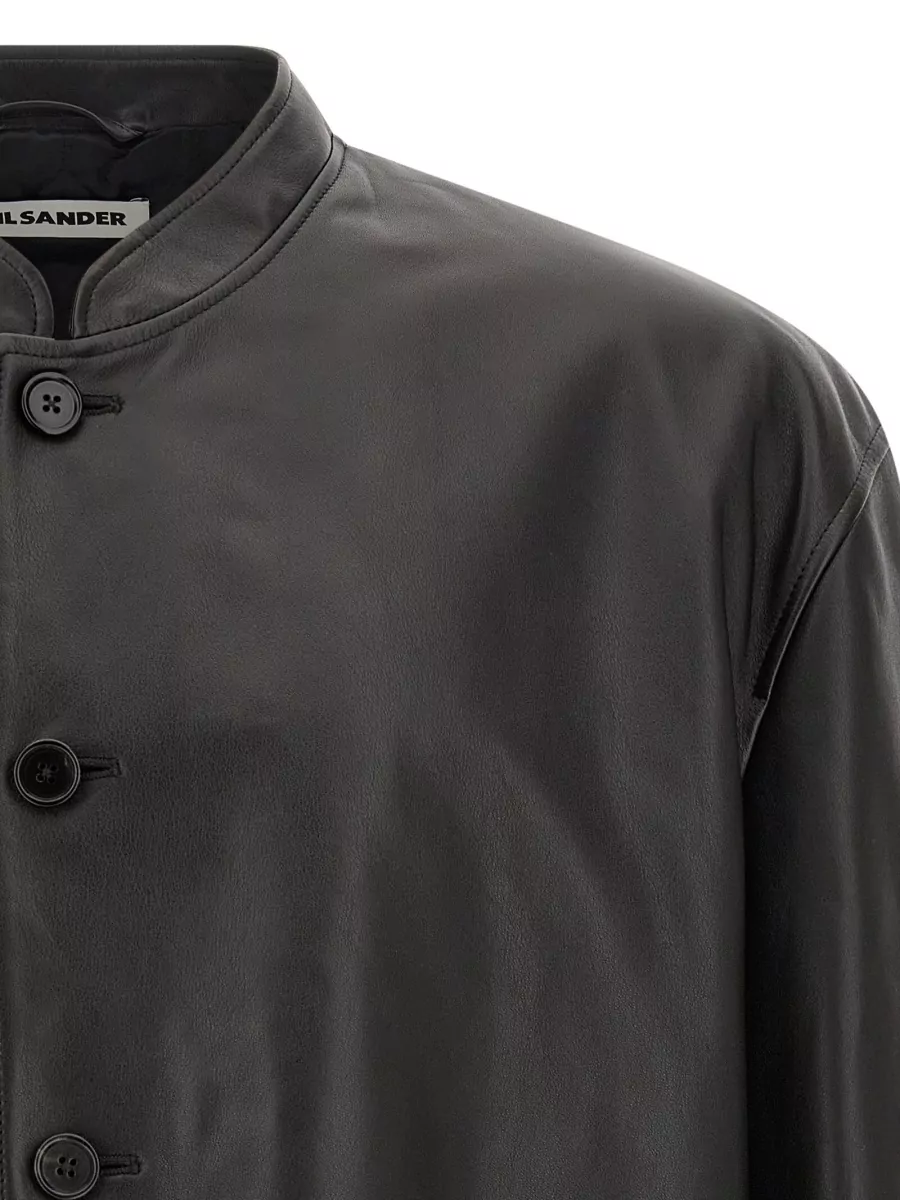 Jil Sander Leather Single Breasted Coat