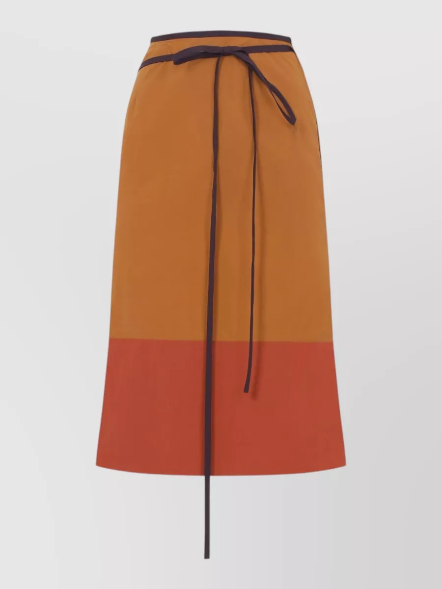 Saint Laurent Nylon colour-block wrap midi skirt
