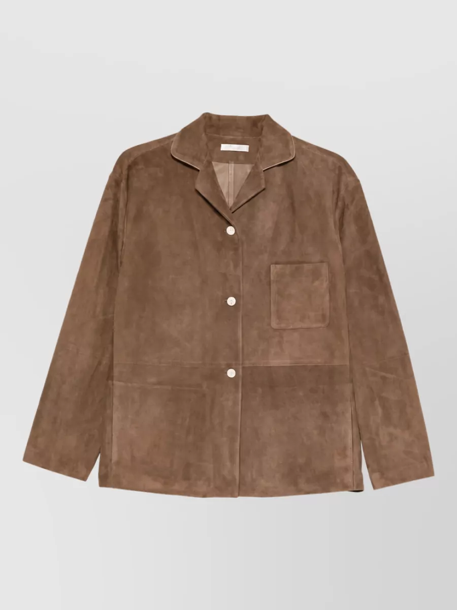 The Row Leather Single-breasted Coat In Brown