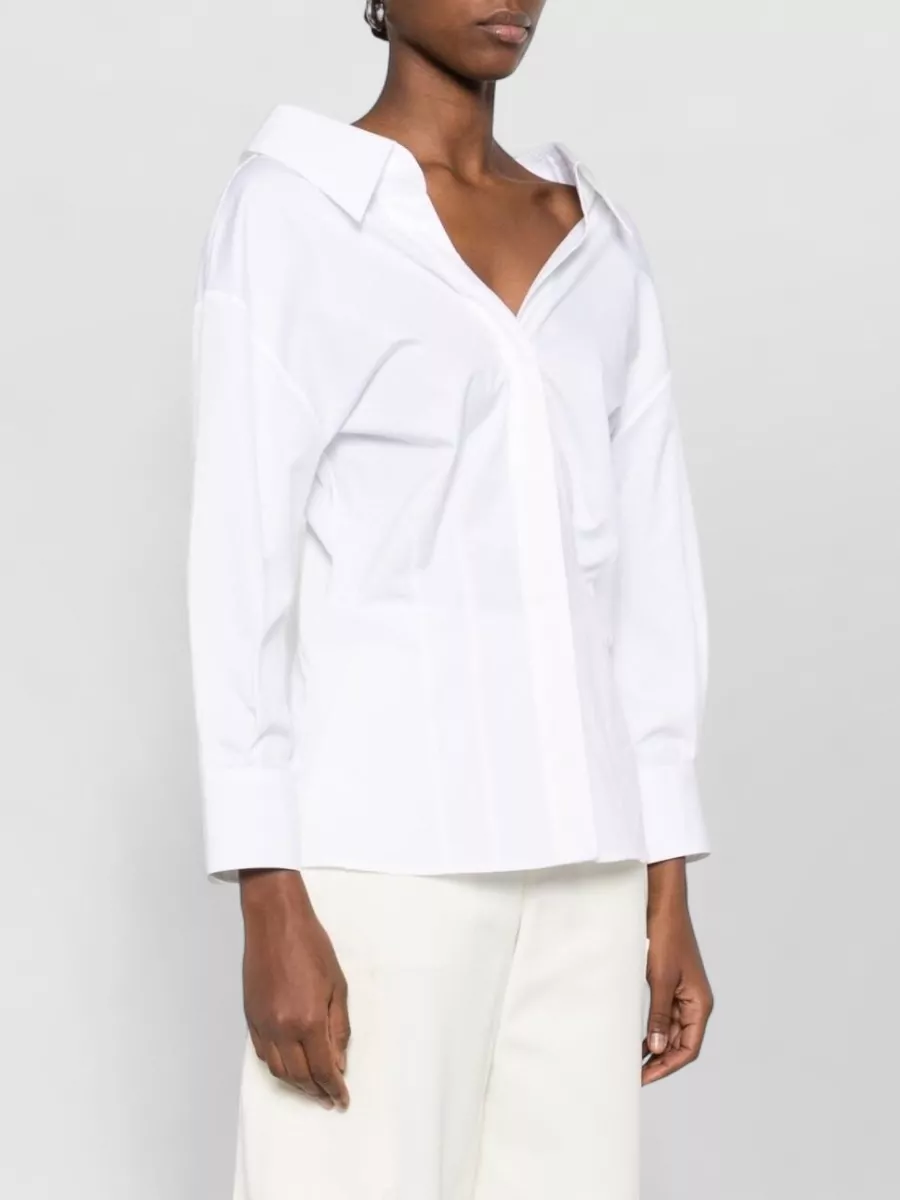 Givenchy Cotton Shirt Collar Cuffed Sleeves V Neck