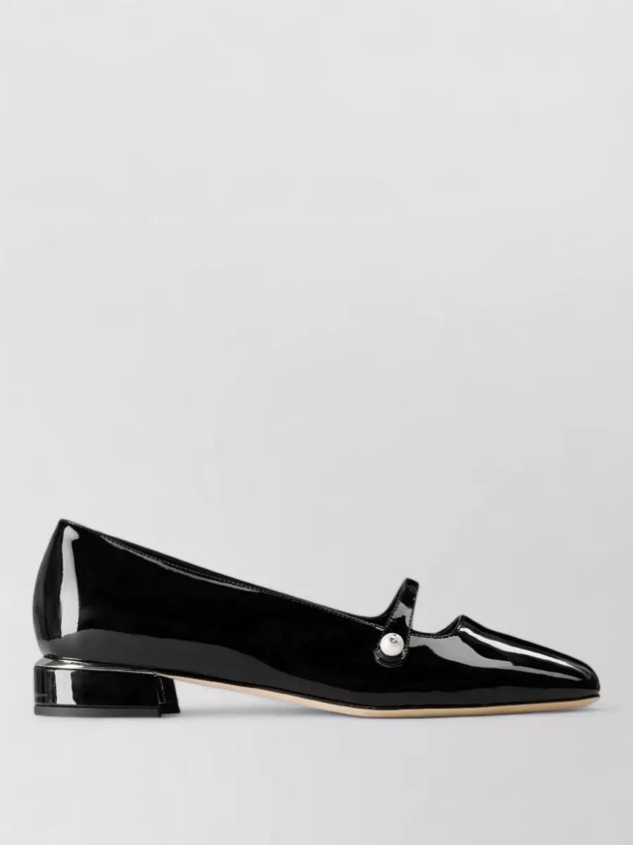 Jimmy Choo Patent Leather Block Heel Ballerina Shoes