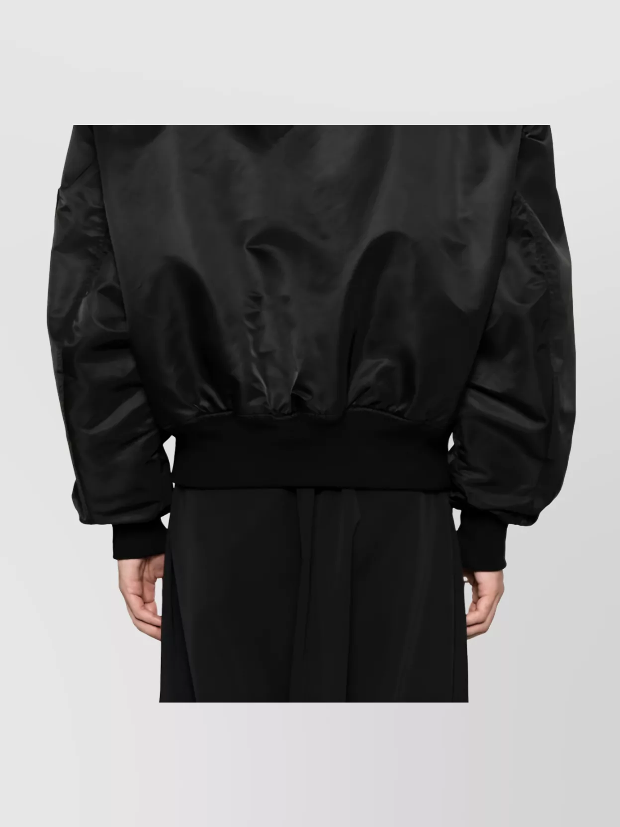 Entire Studios Broad Oversized Satin Bomber Jacket In Black