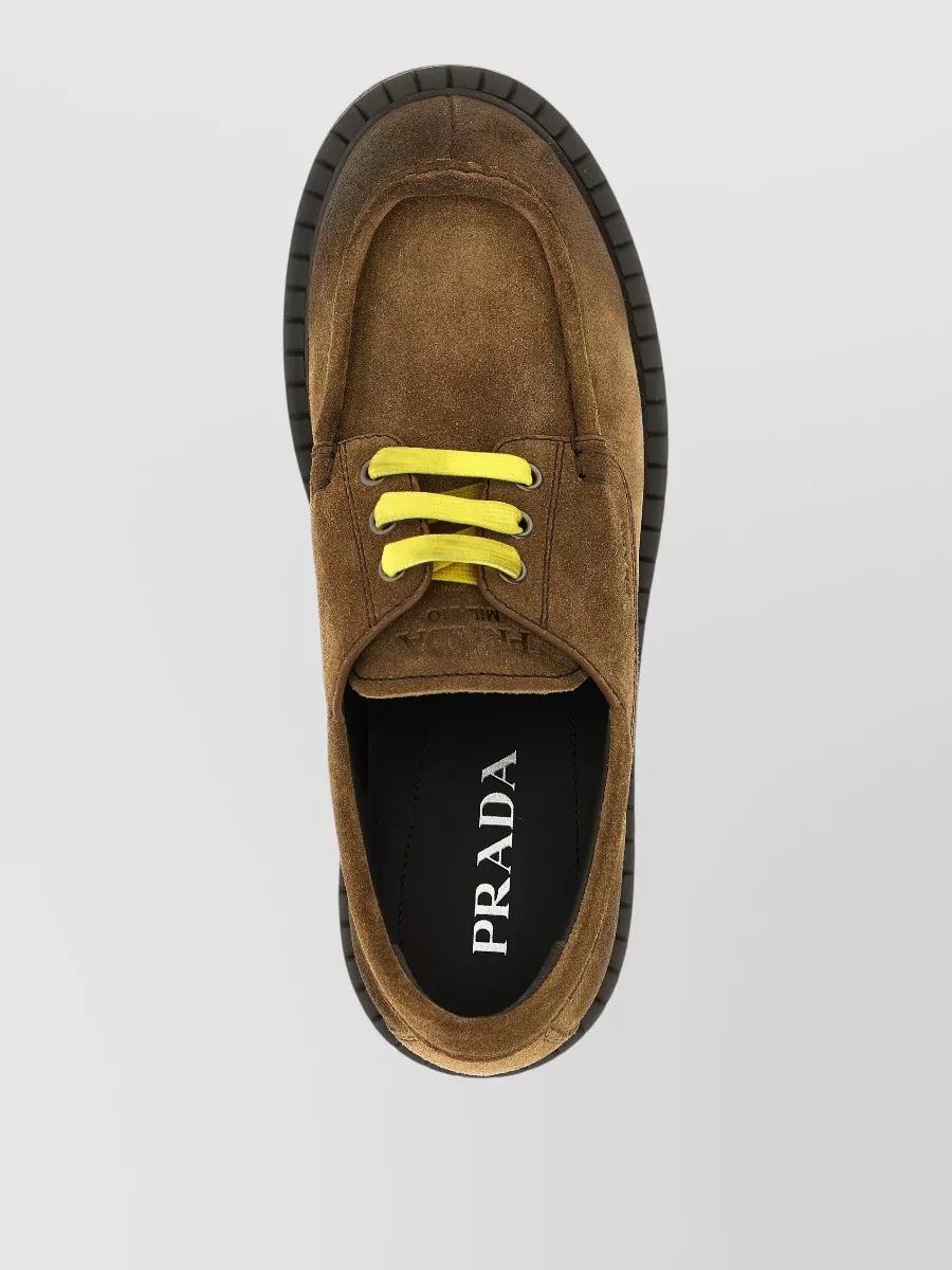 Prada Suede Leather Lace-Up Loafers