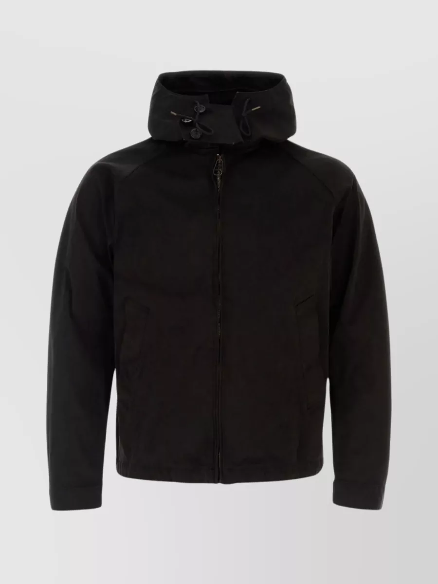Shop Ten C Polyester Blend Hooded Jacket With Buttoned Cuffs In Black