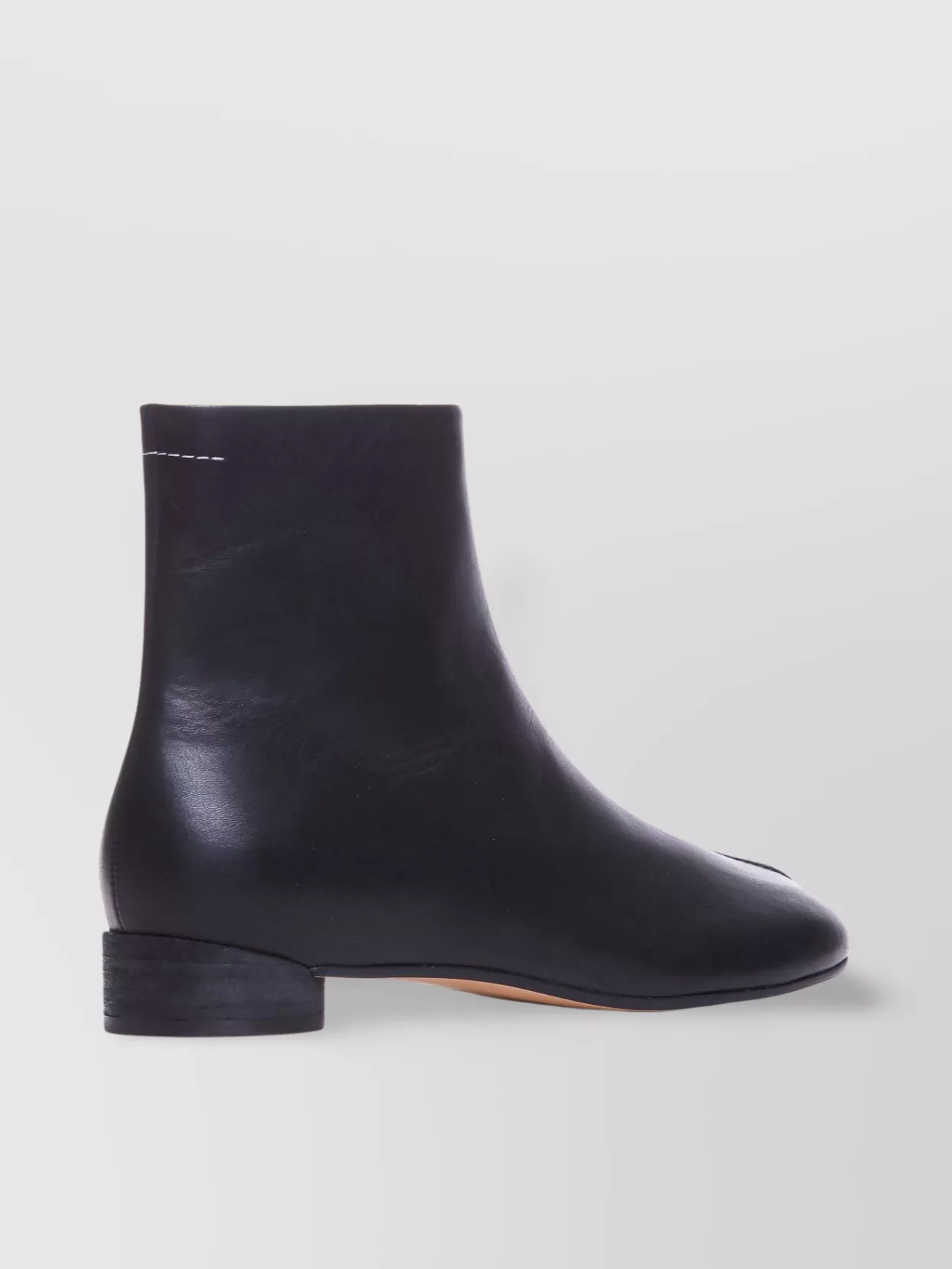 Mm6 Maison Margiela Leather Ankle Boots With Low Block Heel