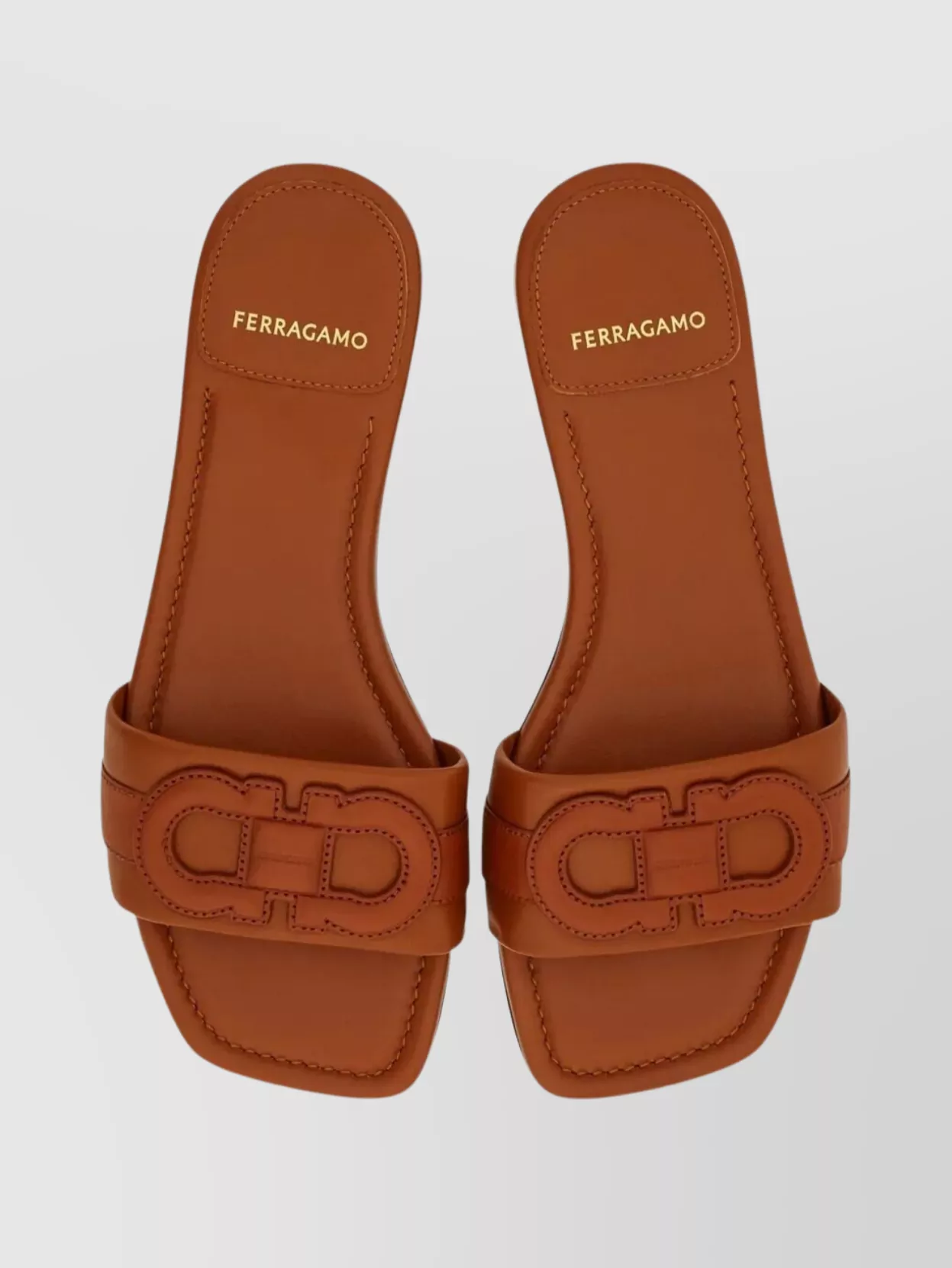 Ferragamo Leather Flat Slides Open Toe