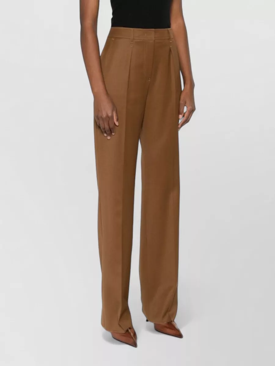 Max Mara Wool Tailored Trousers Straight Leg Belt Loops