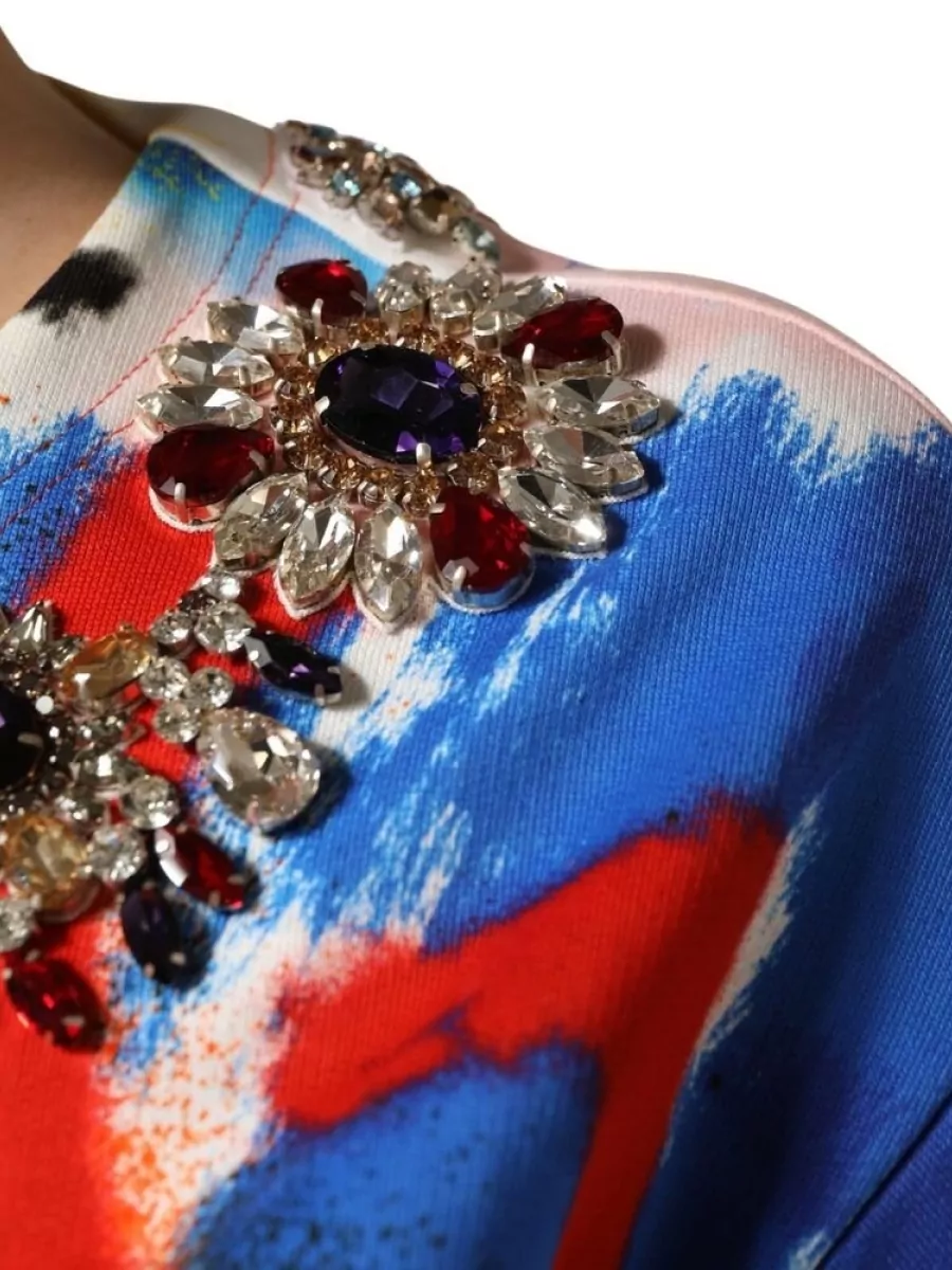 Dolce&Gabbana Cotton Crystal-Embellished Cropped Jersey Top