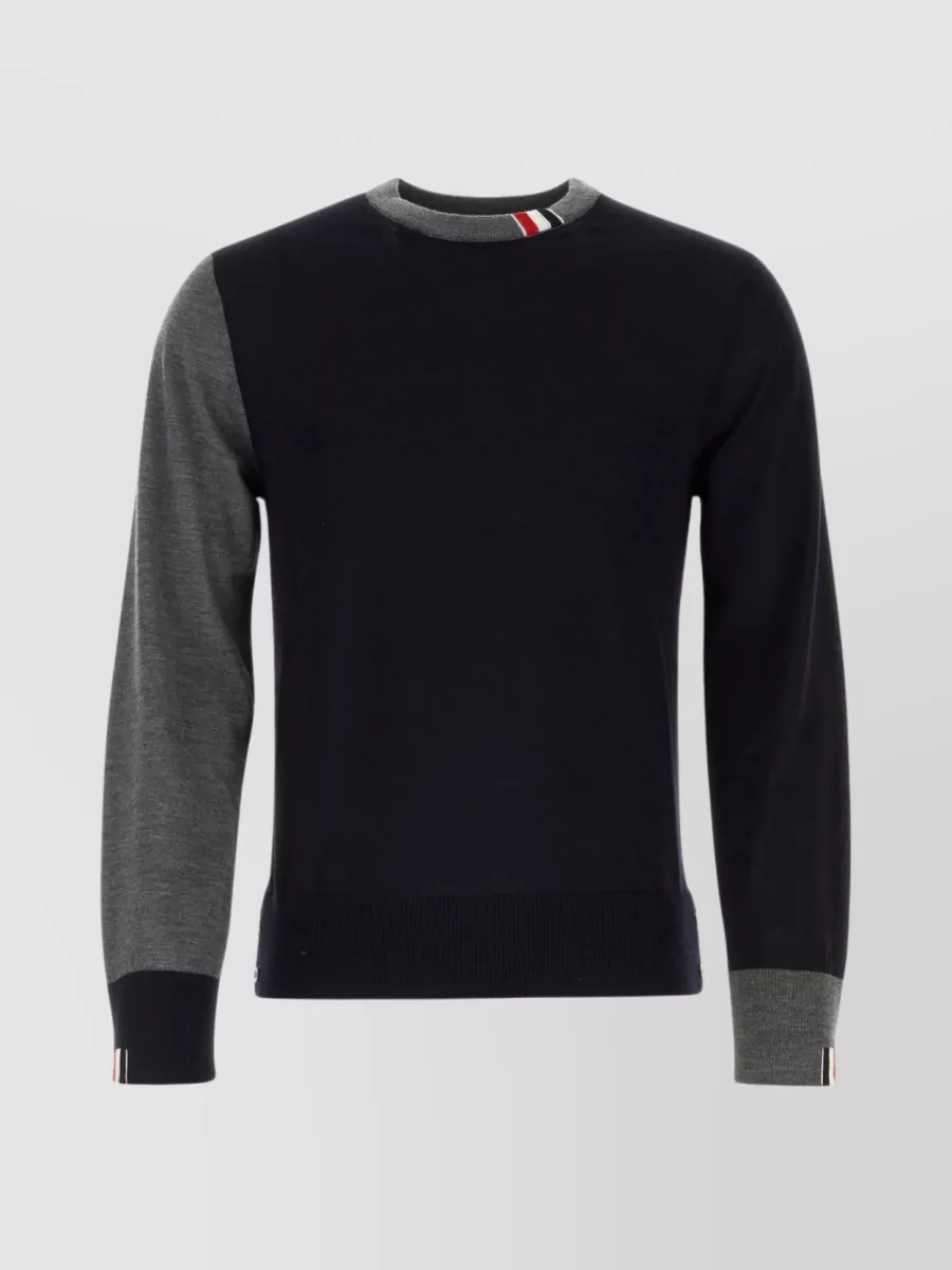 Shop Thom Browne Dual-tone Wool Blend Pullover In Grey
