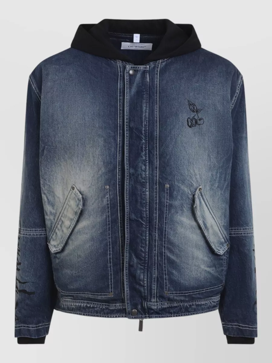 Off-White cotton hooded denim jacket