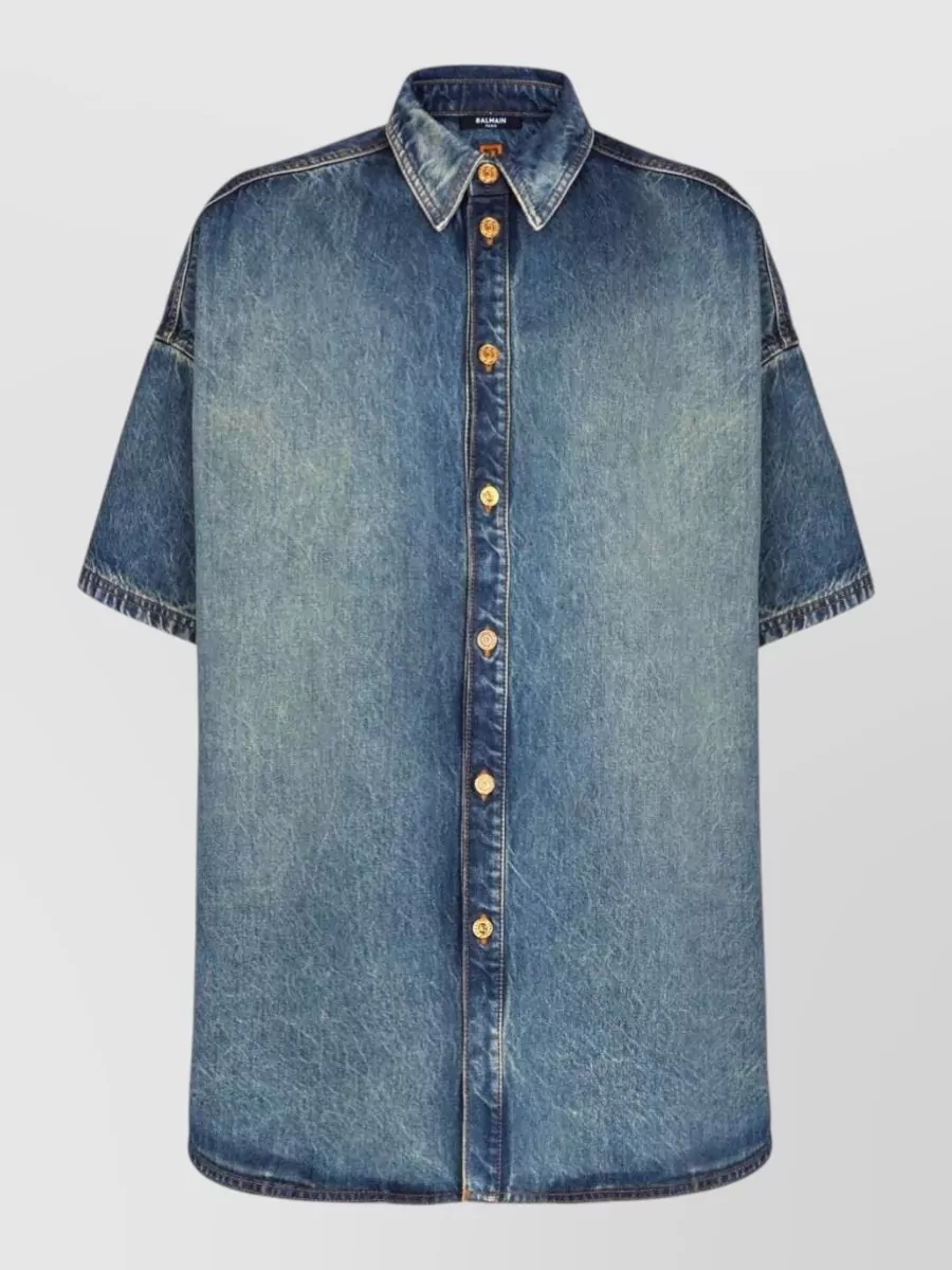 Balmain denim short-sleeve shirt