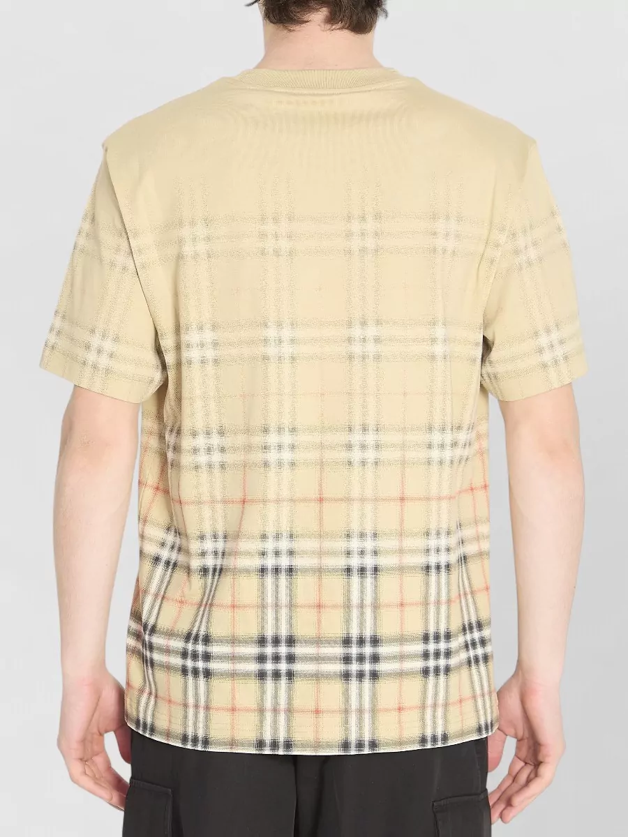 Burberry Check Fade Cotton Jersey Crew T Shirt