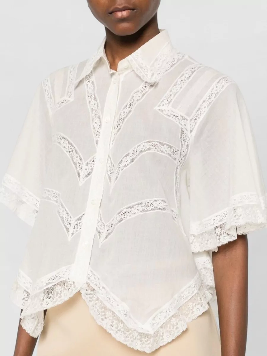 Ermanno Scervino Embroidered Cotton Short-Sleeve Blouse