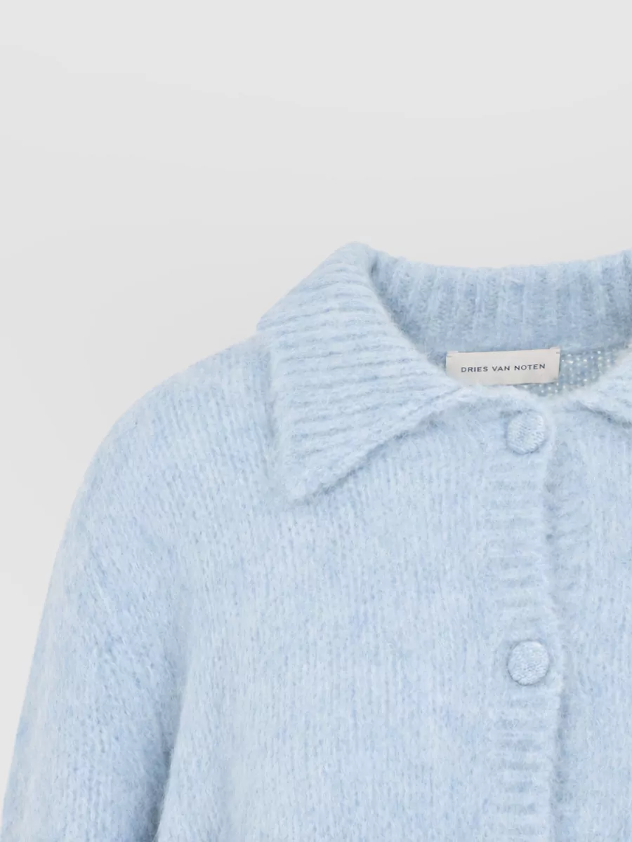 Dries Van Noten Alpaca Merino Wool Belted Ribbed Cardigan