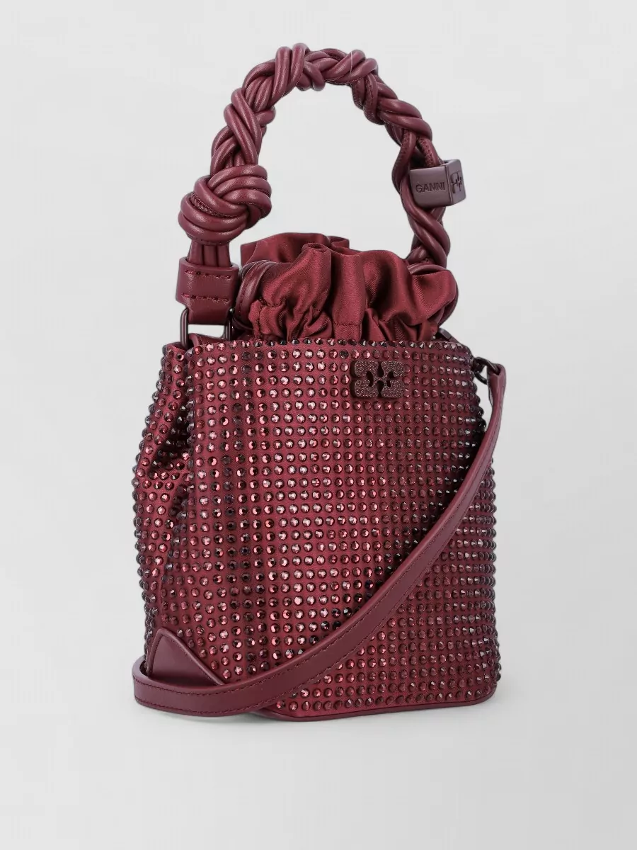 Ganni Bou Mini Crystal-Embellished Bucket Bag