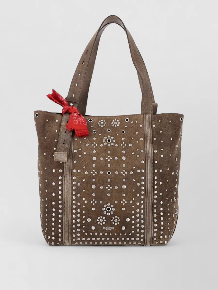 Golden Goose golden logo leather tote bag