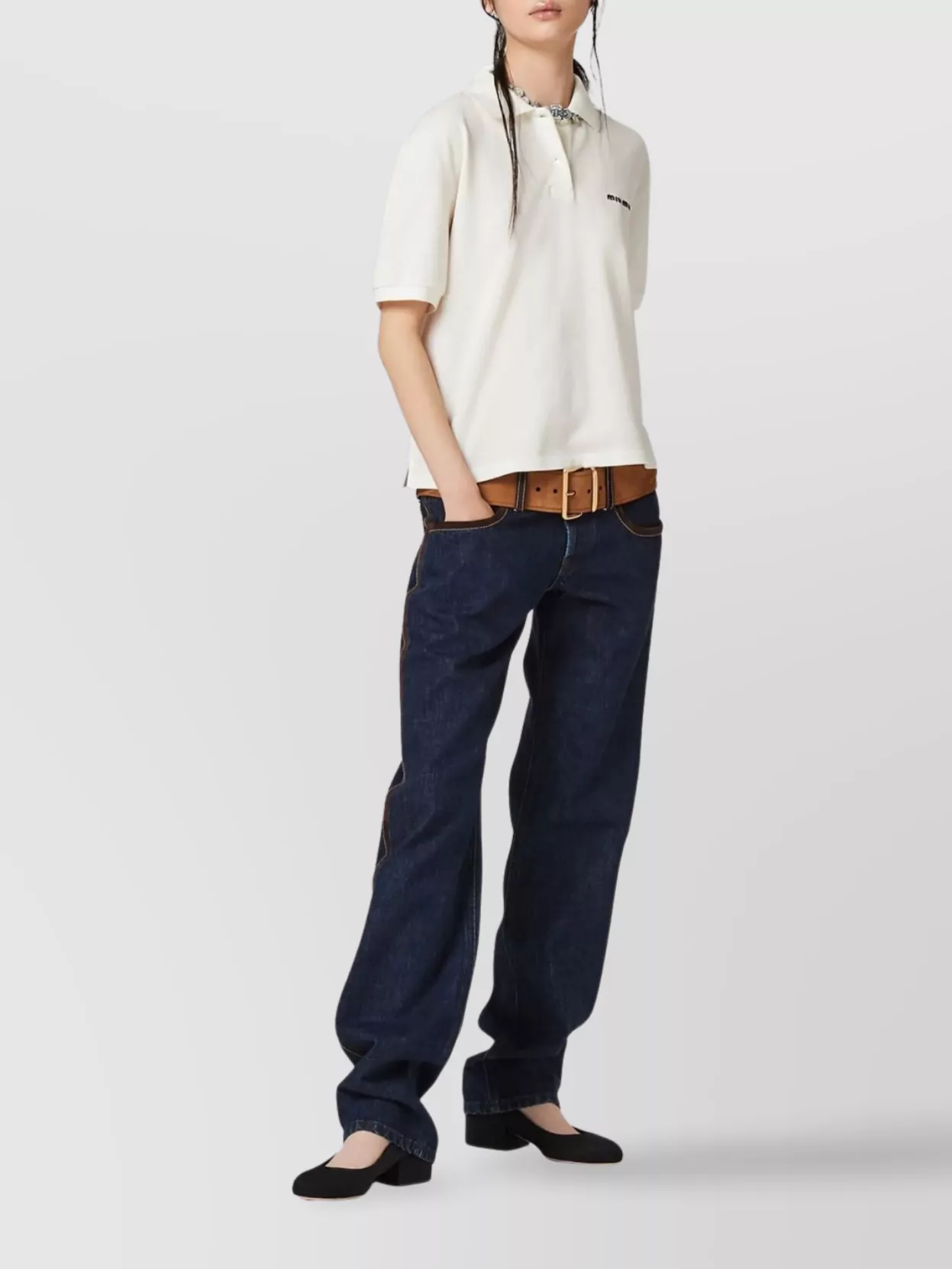 Miu Miu Short Sleeve Polo Shirt With Collar Design