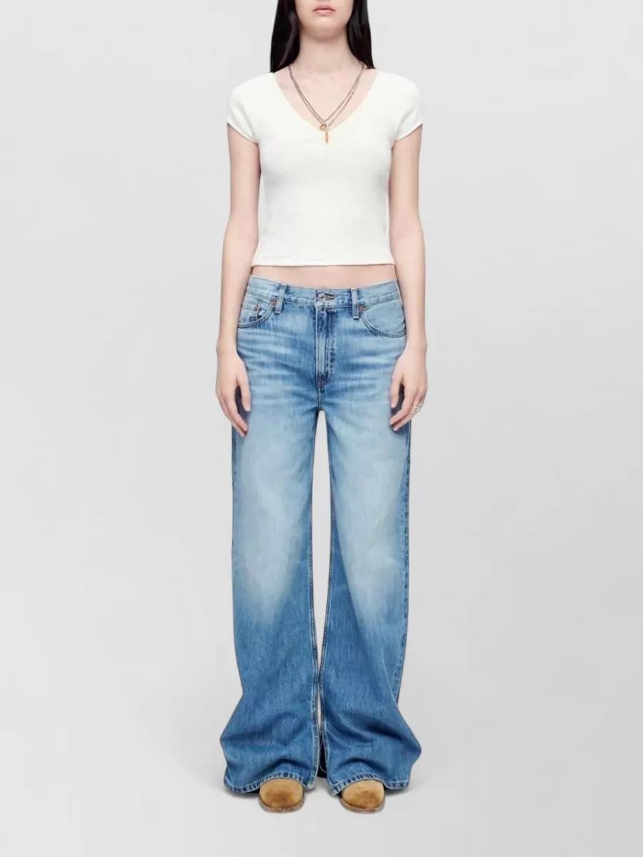 Re/Done Low Waist Loose Wide Leg Denim Trousers
