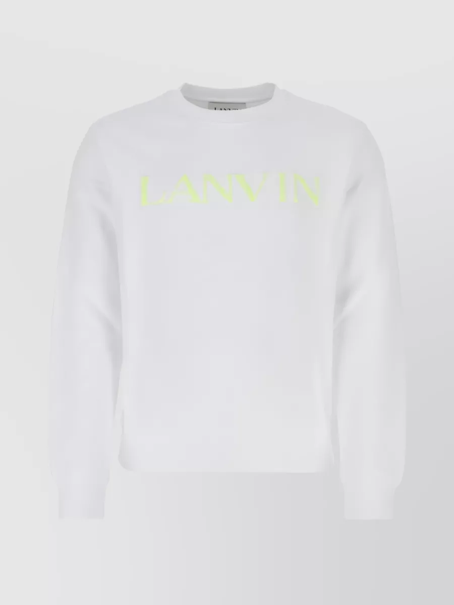 Shop Lanvin Zigzag Logo Embroidered Cotton Sweatshirt In White