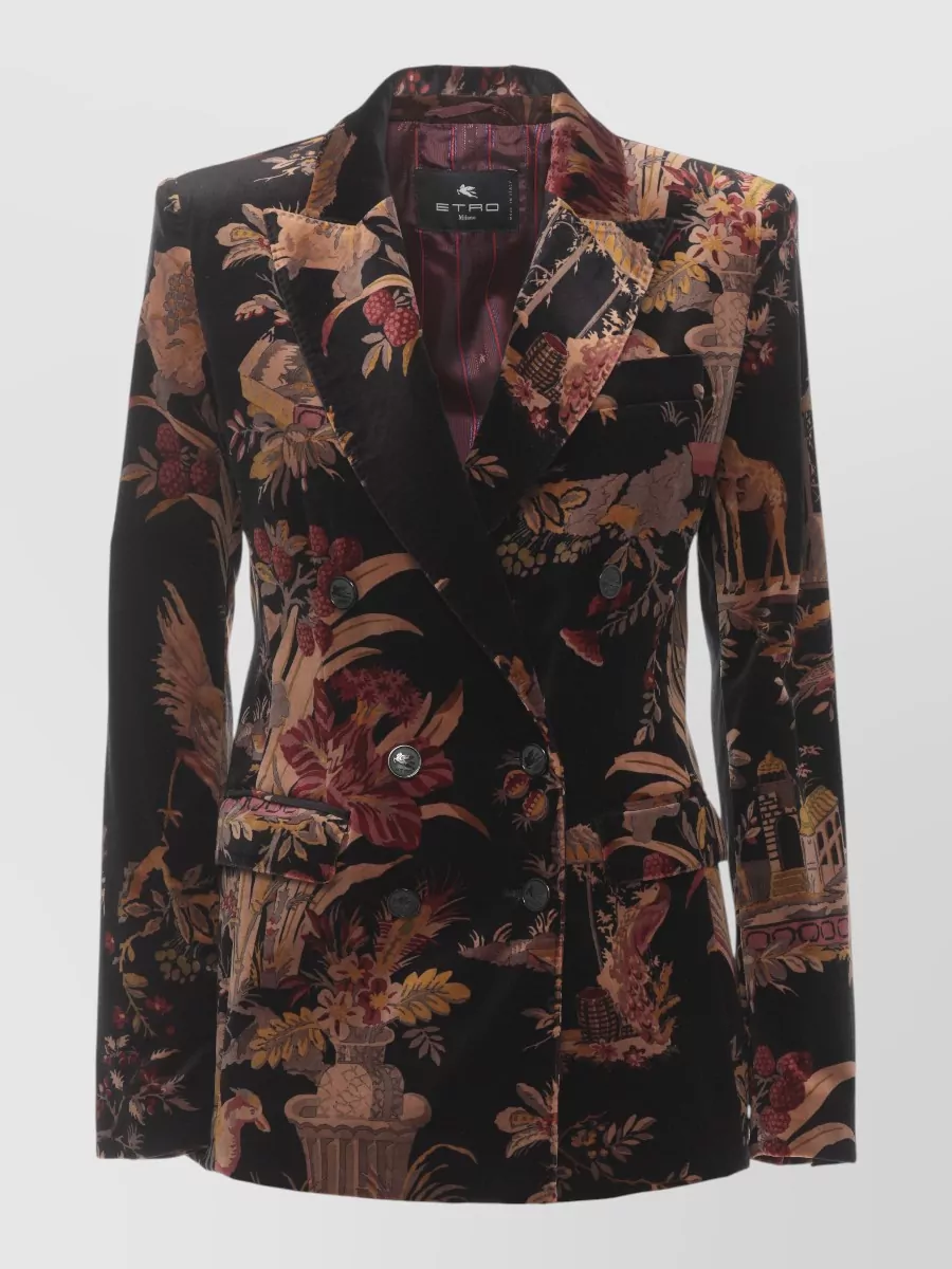Etro floral velvet double-breasted blazer