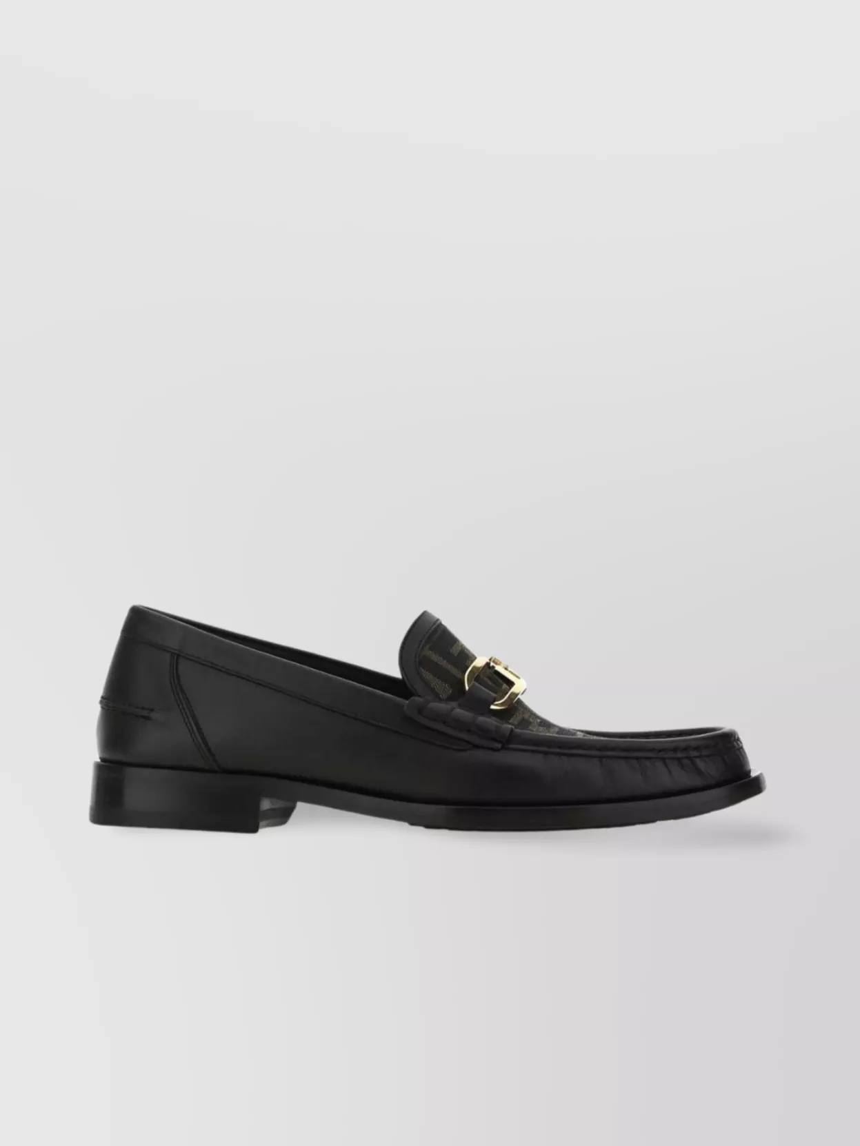 Shop Fendi Leather Loafers With Buckle Detail