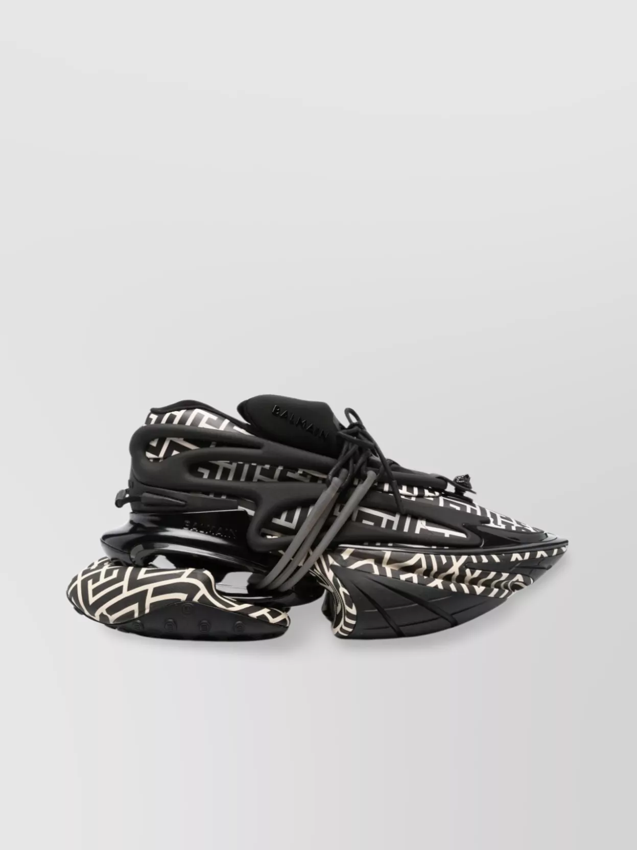 Shop Balmain Panelled Almond Toe Sneakers In Black